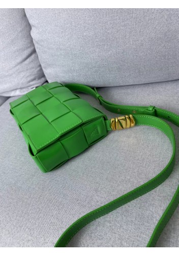 Mia Square Brushed Leather Hardware Shoulder Bag Racing Green