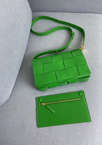 Mia Square Brushed Leather Hardware Shoulder Bag Racing Green