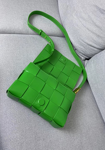 Mia Square Brushed Leather Hardware Shoulder Bag Racing Green
