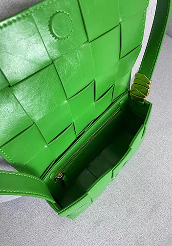 Mia Square Brushed Leather Hardware Shoulder Bag Racing Green