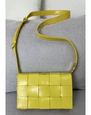 Mia Square Brushed Leather Hardware Shoulder Bag Yellow
