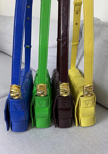 Mia Square Brushed Leather Hardware Shoulder Bag Yellow