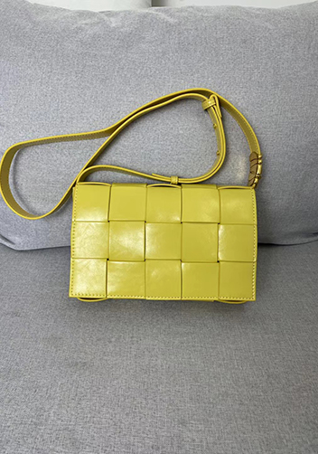 Mia Square Brushed Leather Hardware Shoulder Bag Yellow