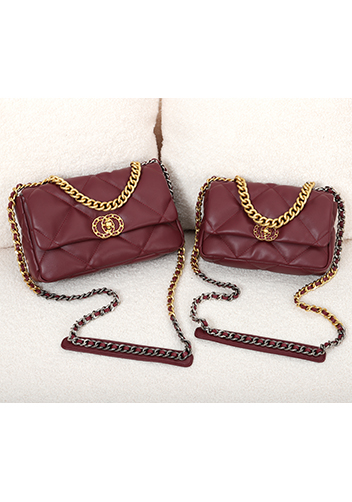 Adele Flap Smaller Bag Circle Hardware Burgundy