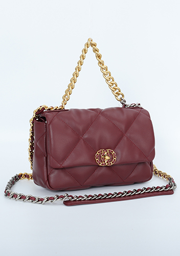 Adele Flap Smaller Bag Circle Hardware Burgundy