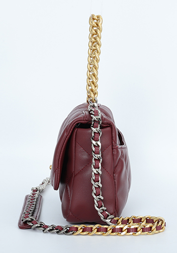 Adele Flap Smaller Bag Circle Hardware Burgundy