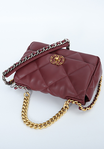 Adele Flap Smaller Bag Circle Hardware Burgundy