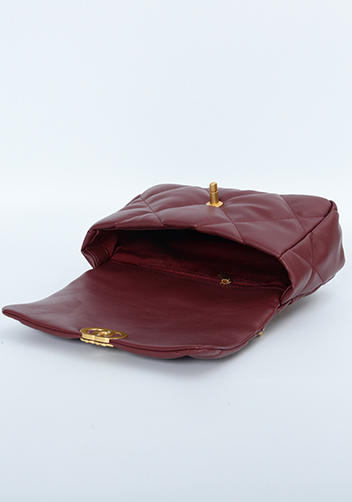 Adele Flap Smaller Bag Circle Hardware Burgundy