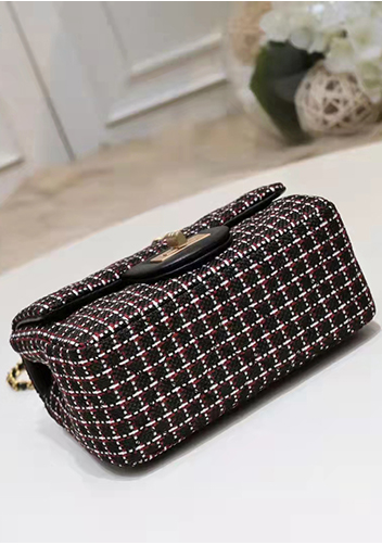 Adele Flap Tweed Mini Bag With Adjusting Ball Black