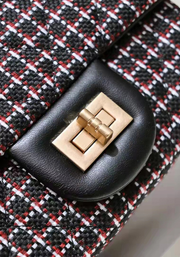 Adele Flap Tweed Mini Bag With Adjusting Ball Black