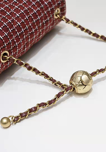 Adele Flap Tweed Mini Bag With Adjusting Ball Burgundy