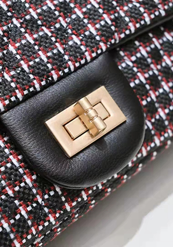 Adele Flap Tweed Long Bag With Adjusting Ball Black