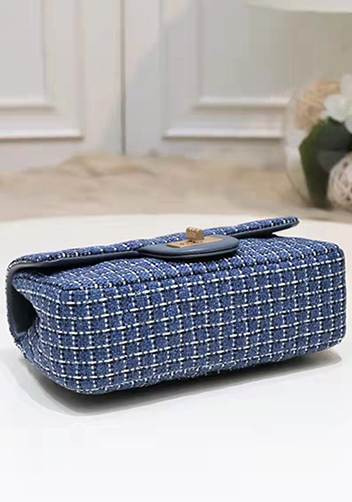 Adele Flap Tweed Long Bag With Adjusting Ball Blue