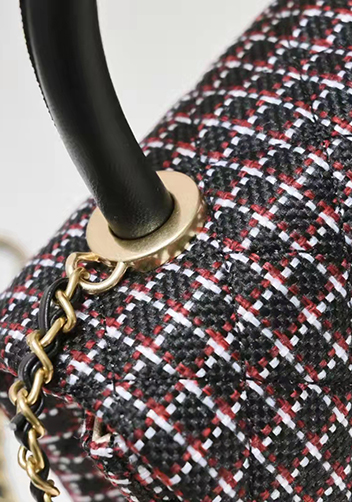 Adele Flap Tweed Bag With Adjusting Ball Black