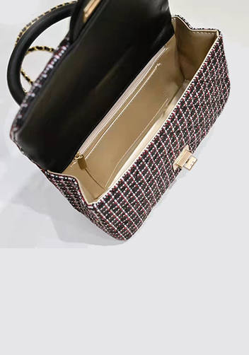 Adele Flap Tweed Bag With Adjusting Ball Black