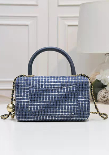 Adele Flap Tweed Bag With Adjusting Ball Blue
