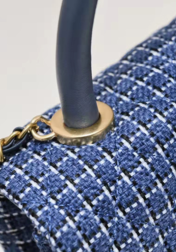 Adele Flap Tweed Bag With Adjusting Ball Blue