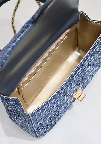 Adele Flap Tweed Bag With Adjusting Ball Blue