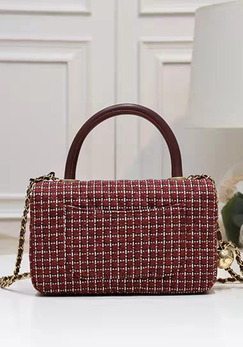 Adele Flap Tweed Bag With Adjusting Ball Burgundy
