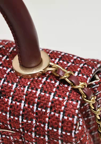 Adele Flap Tweed Bag With Adjusting Ball Burgundy