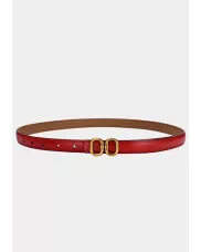 DANI METAL DOUBLE CIRCLE BUCKLE LEATHER BELT RED
