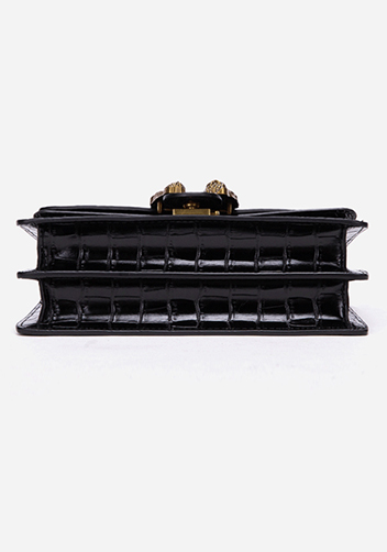 Jess Faux Croc Leather Shoulder Bag Black