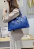Mia Woven Leather Shoulder Bag Electric Blue