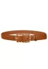 ROSLYN METAL RECTANGLE BUCKLE QUILTED LEATHER BELT CARAMEL