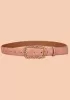 ROSLYN METAL RECTANGLE BUCKLE QUILTED LEATHER BELT PINK