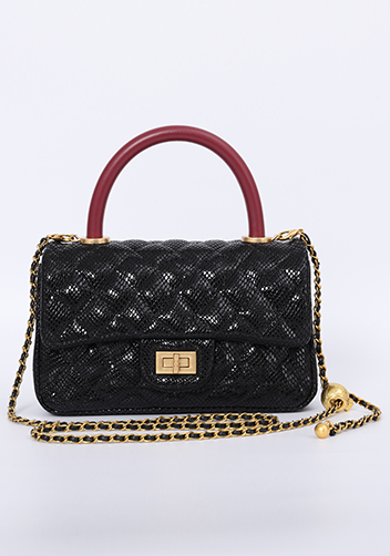 Adele Flap Mini Bag Top Handle Sesame Black