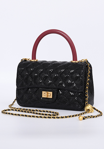 Adele Flap Mini Bag Top Handle Sesame Black
