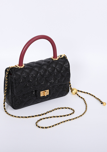 Adele Flap Mini Bag Top Handle Sesame Black