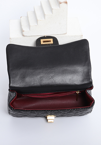 Adele Flap Mini Bag Top Handle Sesame Black