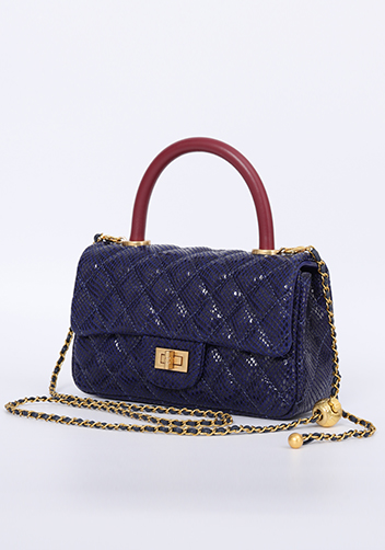 Adele Flap Mini Bag Top Handle Sesame Blue