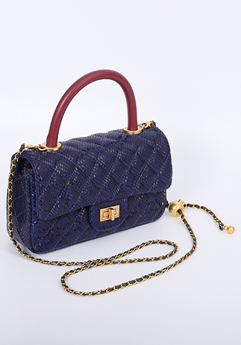 Adele Flap Mini Bag Top Handle Sesame Blue