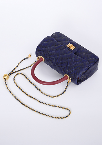 Adele Flap Mini Bag Top Handle Sesame Blue
