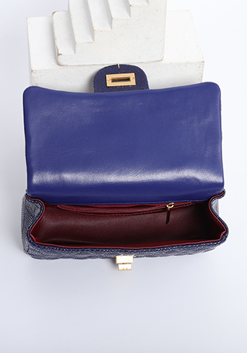Adele Flap Mini Bag Top Handle Sesame Blue
