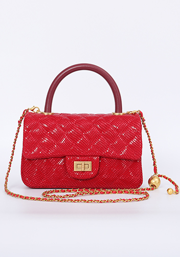Adele Flap Mini Bag Top Handle Sesame Red