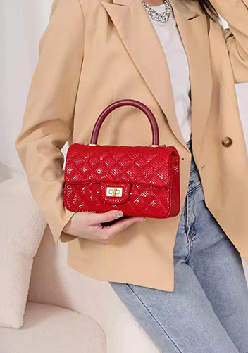 Adele Flap Mini Bag Top Handle Sesame Red