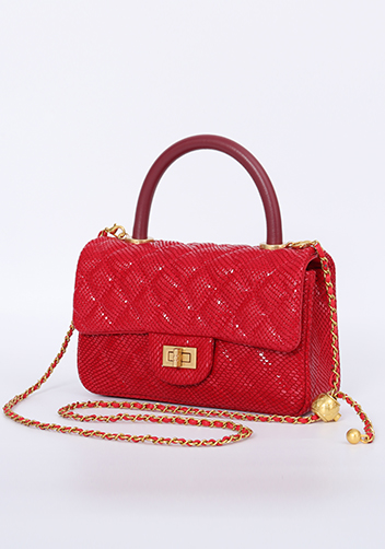 Adele Flap Mini Bag Top Handle Sesame Red