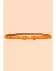 SMALL H GOLD BUCKLE LEATHER BELT ORANGE FOR WOMEN