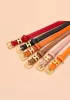 SMALL H GOLD BUCKLE LEATHER BELT ORANGE FOR WOMEN