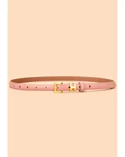SMALL H GOLD BUCKLE LEATHER BELT PINK FOR WOMEN