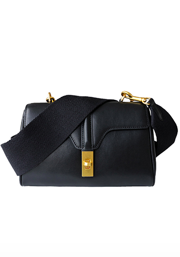 Shimanne Calfskin Shoulder Bag Black