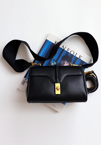 Shimanne Calfskin Shoulder Bag Black