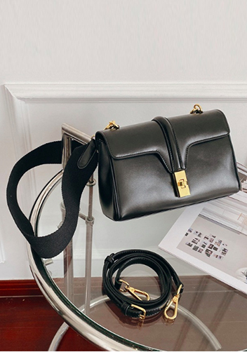 Shimanne Calfskin Shoulder Bag Black