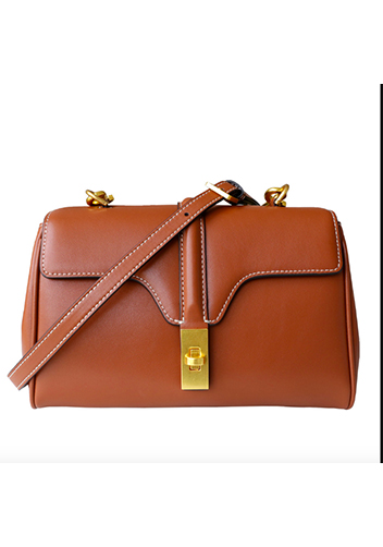 Shimanne Calfskin Shoulder Bag Camel