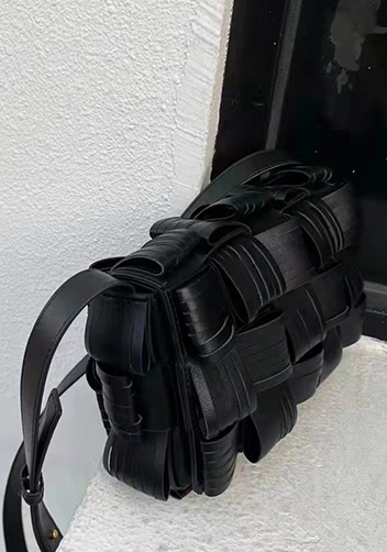 Mia Fringed Leather Shoulder Bag Black