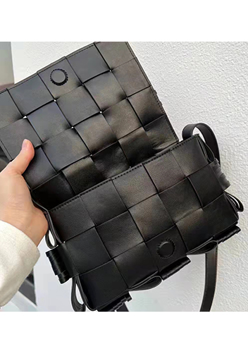 Mia Fringed Leather Shoulder Bag Black