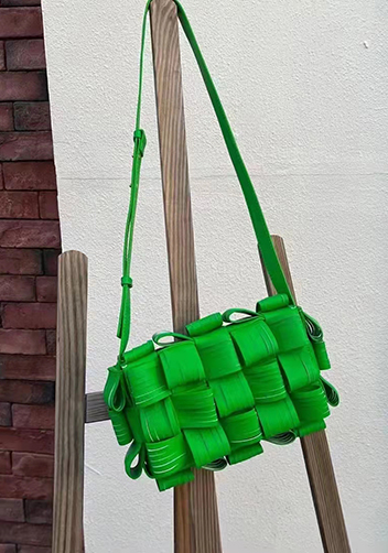 Mia Fringed Leather Shoulder Bag Green Parakeet